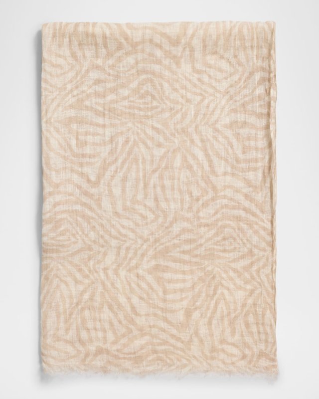 Zebra-Print Linen Scarf